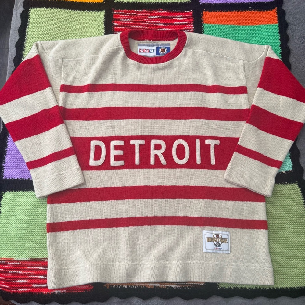 Vintage Detroit Red Wings CCM Heritage Edition Sweater Jersey Mens Medium